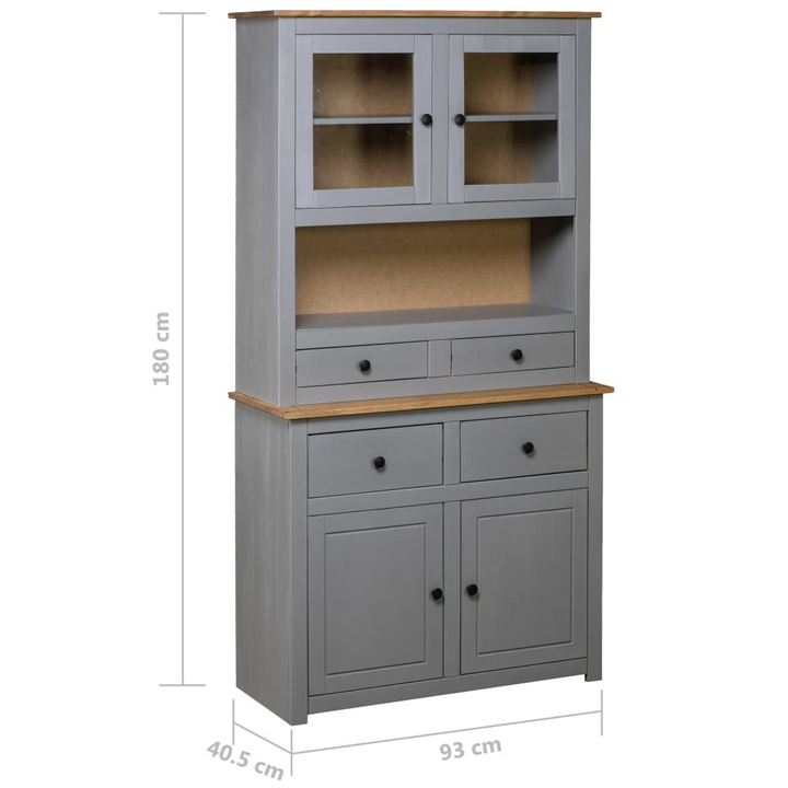 PANAMA Rustic Highboard, Grey 93x40.5x180 cm - Solid Pine Wood, Ample Storage - Premium  from Home Treasures - Just £337.99! Shop now at Home Treasures