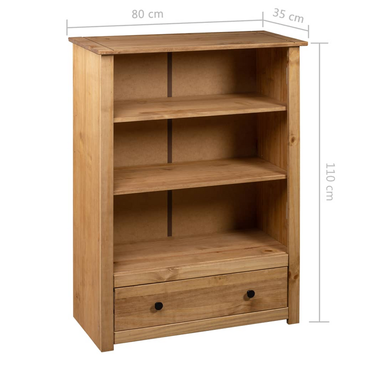 PANAMA Solid Pine Wood Bookcase - 3 Shelves & Drawer, 80x35x110 cm | Rustic Charm for Home & Office - Premium  from Home Treasures - Just £154.99! Shop now at Home Treasures