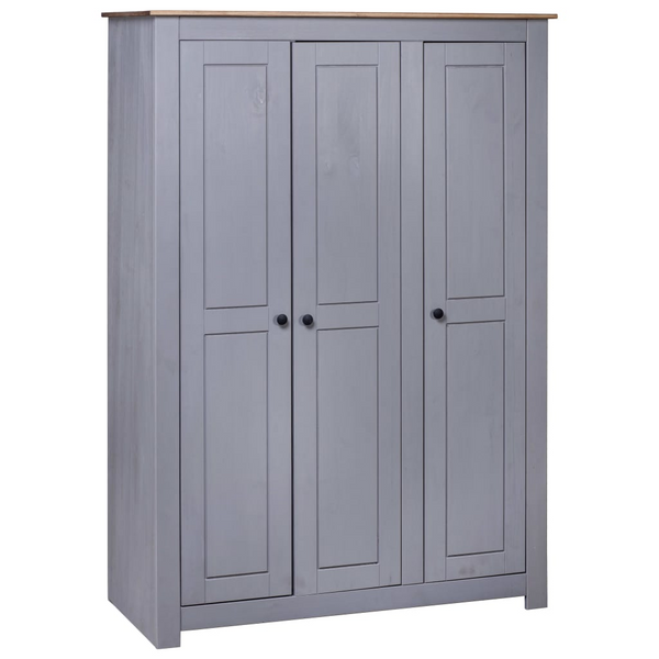 PANAMA Solid Pine Three Door Wardrobe in Grey, 118 x 50 x 171.5 cm – Spacious Storage Solution - Premium  from Home Treasures - Just £471.99! Shop now at Home Treasures