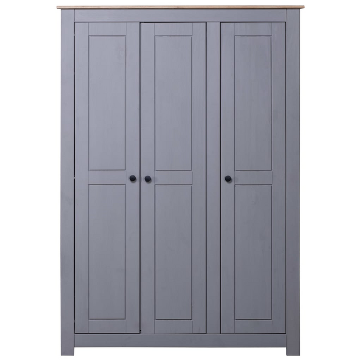 PANAMA Solid Pine Three Door Wardrobe in Grey – Spacious Storage Solution, 118 x 50 x 171.5 cm - Premium  from Home Treasures - Just £455.99! Shop now at Home Treasures