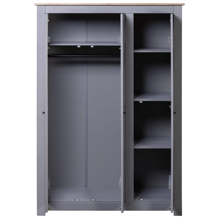 PANAMA Solid Pine Three Door Wardrobe in Grey – Spacious Storage Solution, 118 x 50 x 171.5 cm - Premium  from Home Treasures - Just £455.99! Shop now at Home Treasures