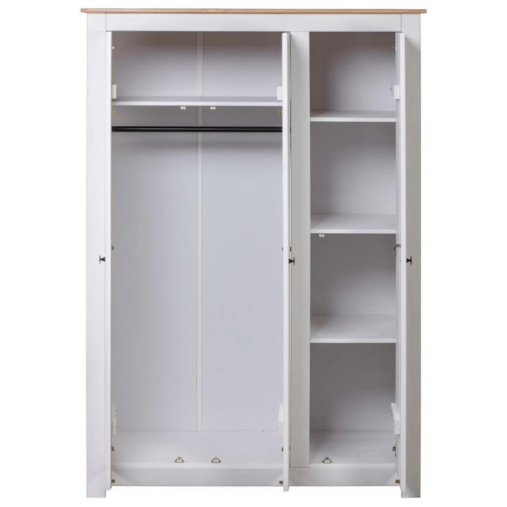 PANAMA 3-Door Wardrobe White 118x50x171.5 cm Solid Pine - Stylish & Durable Storage Solution for Your Bedroom - Premium  from Home Treasures - Just £456.99! Shop now at Home Treasures