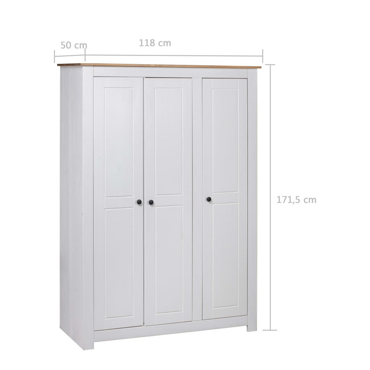 PANAMA 3-Door Wardrobe White 118x50x171.5 cm Solid Pine - Stylish & Durable Storage Solution for Your Bedroom - Premium  from Home Treasures - Just £456.99! Shop now at Home Treasures