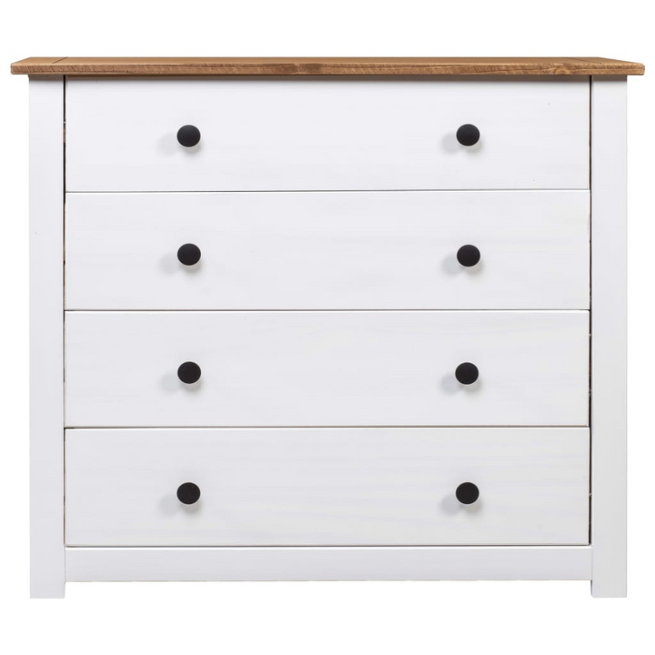 Elegant PANAMA Side Cabinet in White - Solid Pinewood, 4 Drawers, Multi-functional Storage - Premium  from Home Treasures - Just £149.99! Shop now at Home Treasures