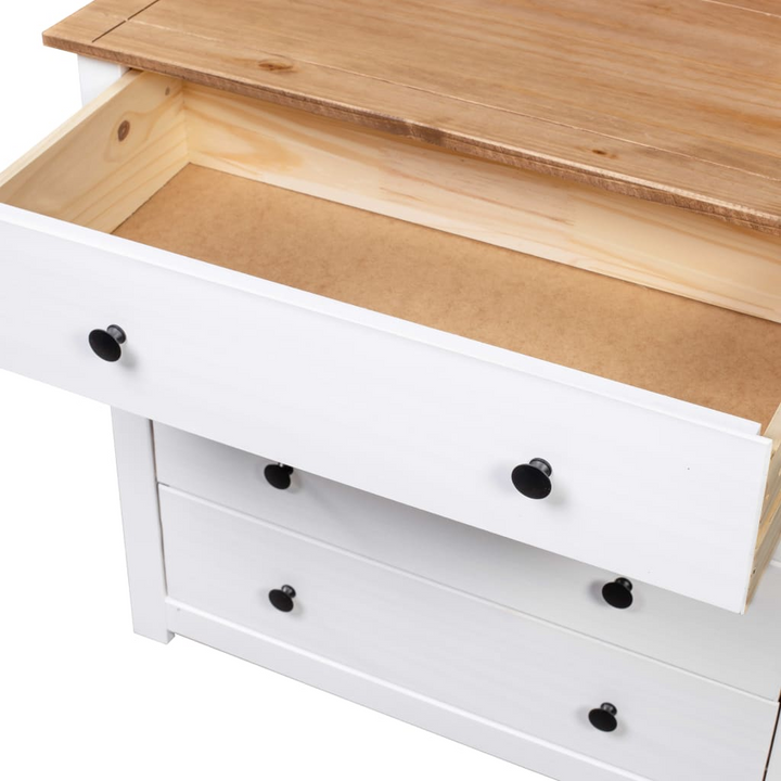 Elegant PANAMA Side Cabinet in White - Solid Pinewood, 4 Drawers, Multi-functional Storage - Premium  from Home Treasures - Just £149.99! Shop now at Home Treasures