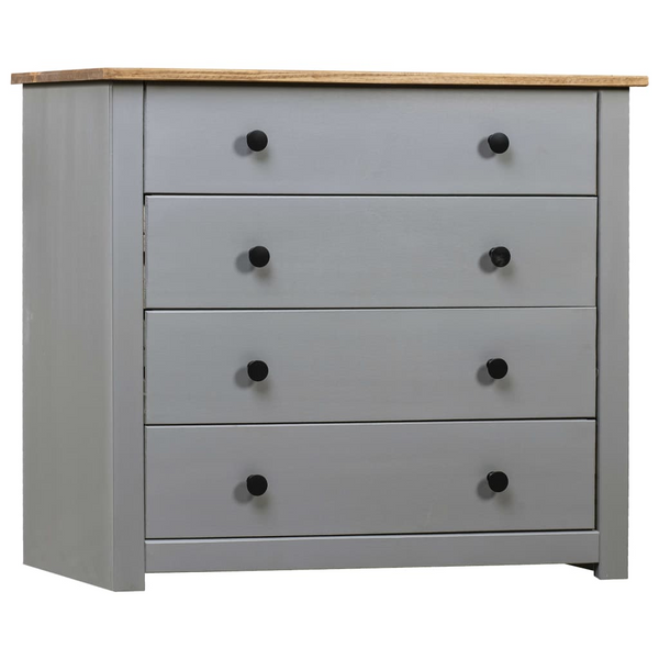 PANAMA Elegant Pine Side Cabinet - Stylish Grey Finish, Solid Pinewood, with 4 Drawers - Premium  from Home Treasures - Just £140.99! Shop now at Home Treasures