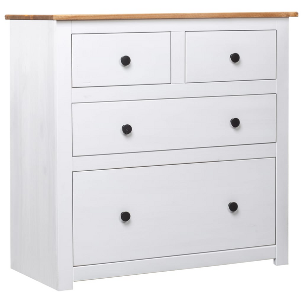 Rustic & Trendy PANAMA Sideboard in White - Solid Pinewood, 80x40x83 cm | Stylish Storage Solution - Premium  from Home Treasures - Just £150.99! Shop now at Home Treasures