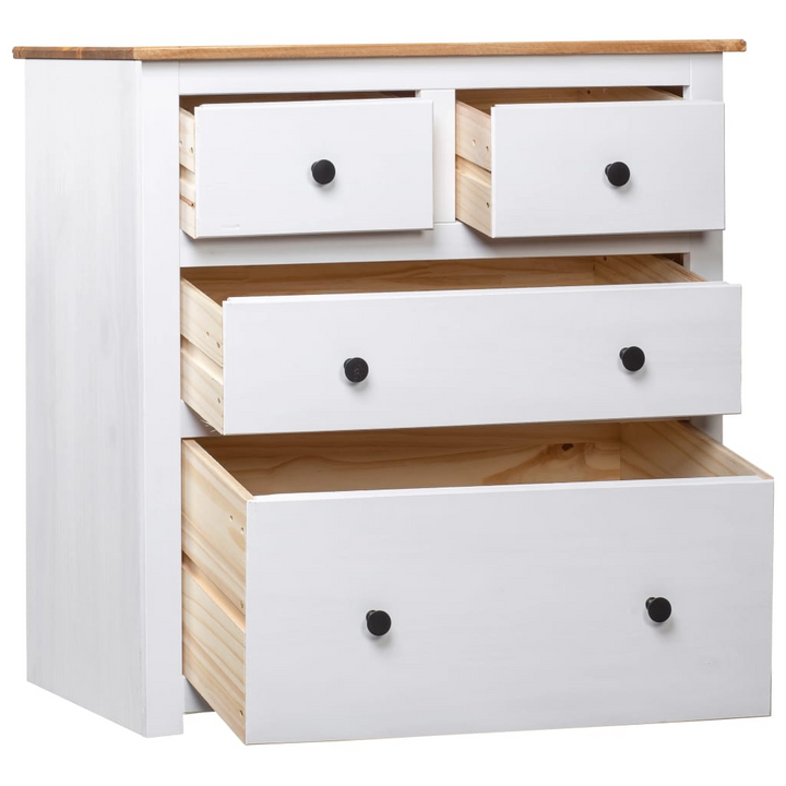 Rustic & Trendy PANAMA Sideboard in White - Solid Pinewood, 80x40x83 cm | Stylish Storage Solution - Premium  from Home Treasures - Just £150.99! Shop now at Home Treasures