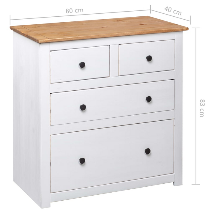 Rustic & Trendy PANAMA Sideboard in White - Solid Pinewood, 80x40x83 cm | Stylish Storage Solution - Premium  from Home Treasures - Just £150.99! Shop now at Home Treasures