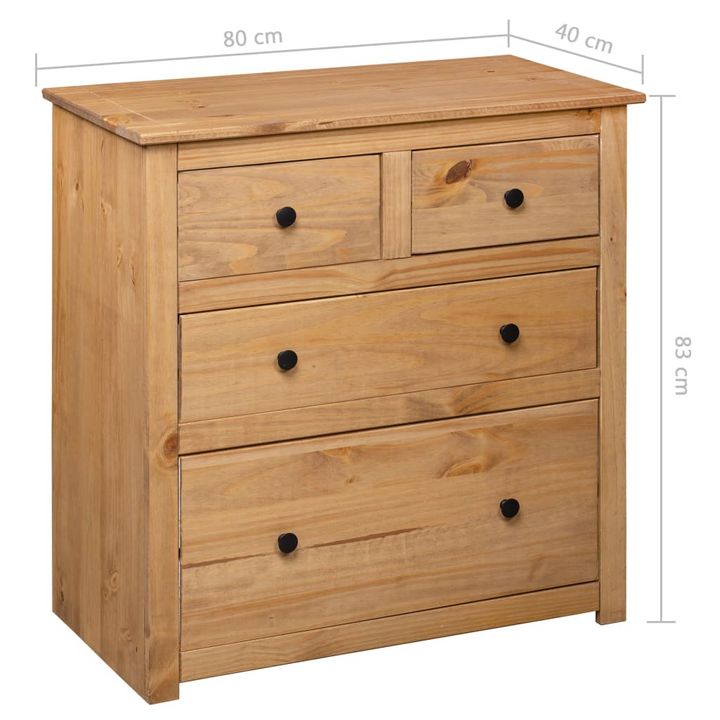 PANAMA Rustic Pinewood Sideboard - 4 Drawers, Timeless Elegance, 80x40x83 cm - Premium  from Home Treasures - Just £159.99! Shop now at Home Treasures