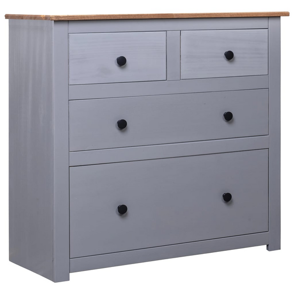 PANAMA Rustic Sideboard with 4 Drawers in Grey - Solid Pinewood - 80x40x83 cm - Premium  from Home Treasures - Just £139.99! Shop now at Home Treasures