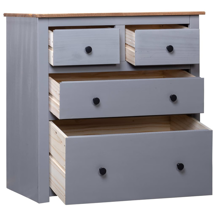 PANAMA Rustic Sideboard with 4 Drawers in Grey - Solid Pinewood - 80x40x83 cm - Premium  from Home Treasures - Just £139.99! Shop now at Home Treasures