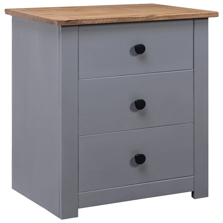 PANAMA Bedside Cabinet in Grey - Solid Pine Wood, Modern 3 Drawer Nightstand, 46x40x57 cm - Premium  from Home Treasures - Just £78.99! Shop now at Home Treasures