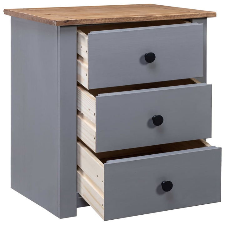 PANAMA Bedside Cabinet in Grey - Solid Pine Wood, Modern 3 Drawer Nightstand, 46x40x57 cm - Premium  from Home Treasures - Just £78.99! Shop now at Home Treasures