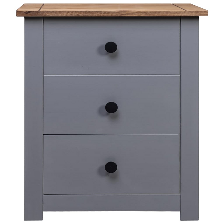 PANAMA Bedside Cabinet in Grey - Solid Pine Wood, Modern 3 Drawer Nightstand, 46x40x57 cm - Premium  from Home Treasures - Just £78.99! Shop now at Home Treasures