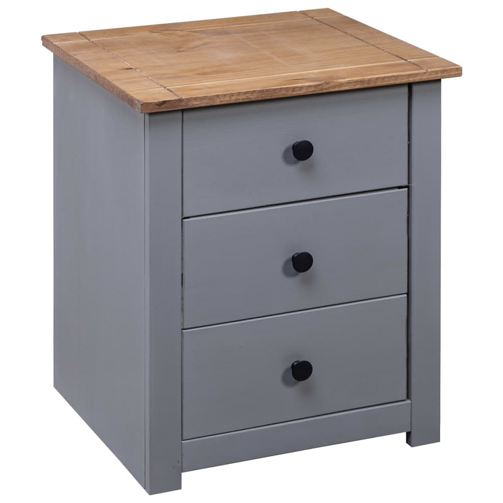 PANAMA Bedside Cabinet in Grey - Solid Pine Wood, Modern 3 Drawer Nightstand, 46x40x57 cm - Premium  from Home Treasures - Just £78.99! Shop now at Home Treasures