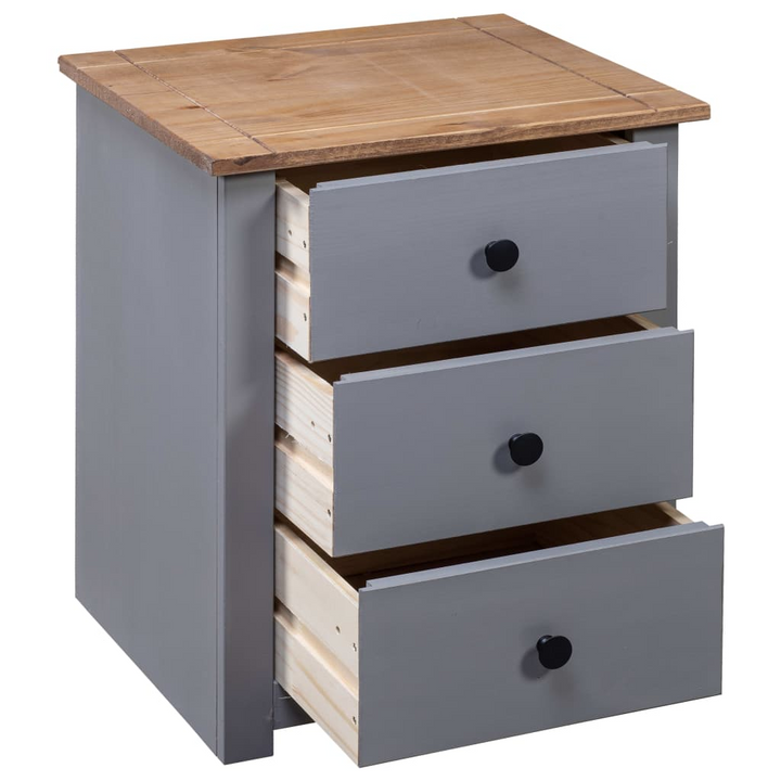 PANAMA Bedside Cabinet in Grey - Solid Pine Wood, Modern 3 Drawer Nightstand, 46x40x57 cm - Premium  from Home Treasures - Just £78.99! Shop now at Home Treasures