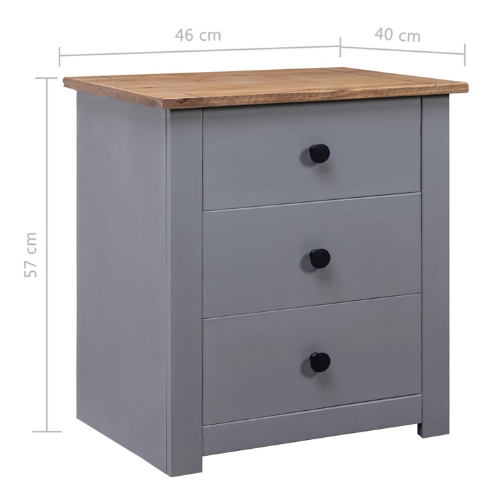 PANAMA Bedside Cabinet in Grey - Solid Pine Wood, Modern 3 Drawer Nightstand, 46x40x57 cm - Premium  from Home Treasures - Just £78.99! Shop now at Home Treasures