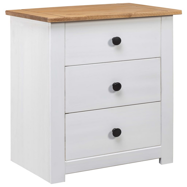 PANAMA Pinewood Bedside Cabinet in White - 3 Drawer Nightstand, 46x40x57 cm | Modern & Durable - Premium  from Home Treasures - Just £107.99! Shop now at Home Treasures