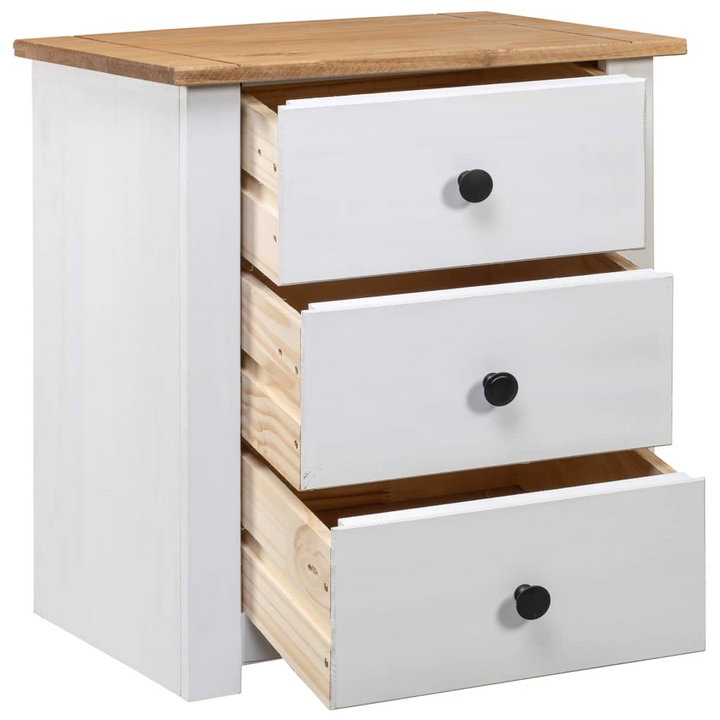 PANAMA Pinewood Bedside Cabinet in White - 3 Drawer Nightstand, 46x40x57 cm | Modern & Durable - Premium  from Home Treasures - Just £107.99! Shop now at Home Treasures