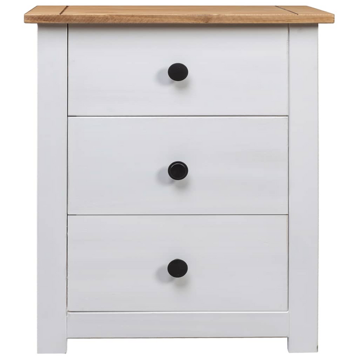 PANAMA Pinewood Bedside Cabinet in White - 3 Drawer Nightstand, 46x40x57 cm | Modern & Durable - Premium  from Home Treasures - Just £107.99! Shop now at Home Treasures