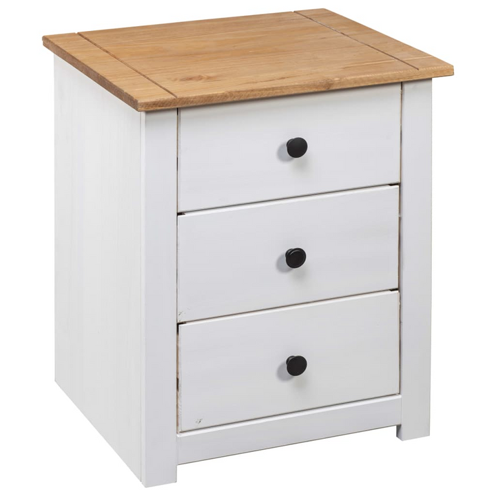 PANAMA Pinewood Bedside Cabinet in White - 3 Drawer Nightstand, 46x40x57 cm | Modern & Durable - Premium  from Home Treasures - Just £107.99! Shop now at Home Treasures