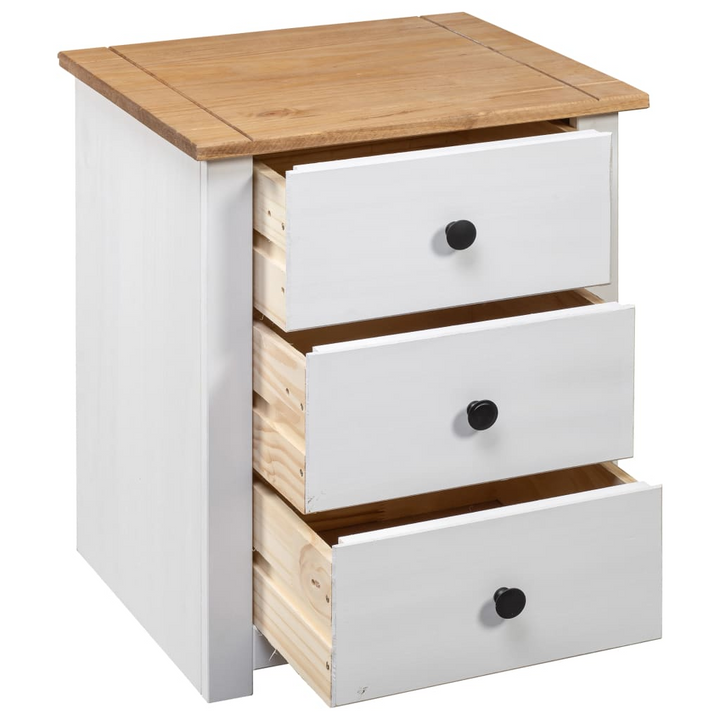 PANAMA Pinewood Bedside Cabinet in White - 3 Drawer Nightstand, 46x40x57 cm | Modern & Durable - Premium  from Home Treasures - Just £107.99! Shop now at Home Treasures