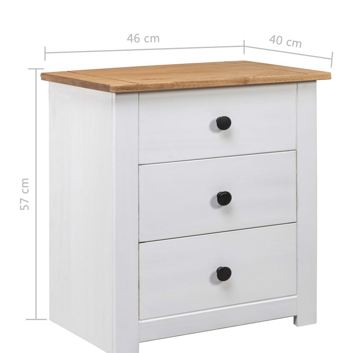 PANAMA Pinewood Bedside Cabinet in White - 3 Drawer Nightstand, 46x40x57 cm | Modern & Durable - Premium  from Home Treasures - Just £107.99! Shop now at Home Treasures