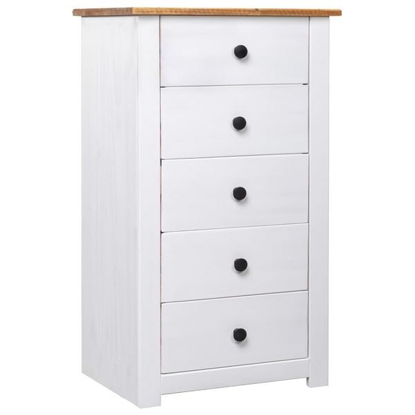 PANAMA Pine Sideboard in White - 5-Drawer, 46x40x89 cm - Elegant & Durable Storage Solution - Premium  from Home Treasures - Just £132.99! Shop now at Home Treasures