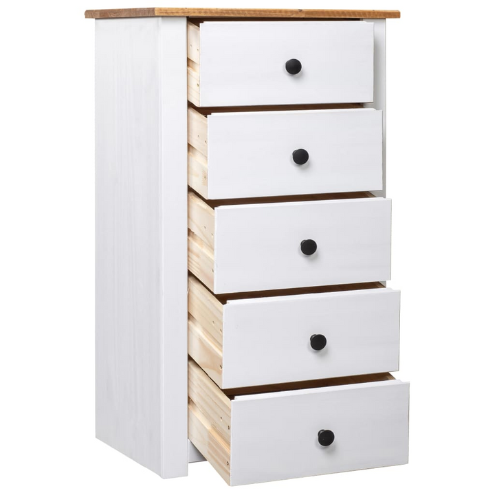 PANAMA Pine Sideboard in White - 5-Drawer, 46x40x89 cm - Elegant & Durable Storage Solution - Premium  from Home Treasures - Just £144.99! Shop now at Home Treasures