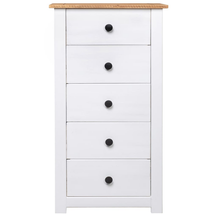 PANAMA Pine Sideboard in White - 5-Drawer, 46x40x89 cm - Elegant & Durable Storage Solution - Premium  from Home Treasures - Just £144.99! Shop now at Home Treasures