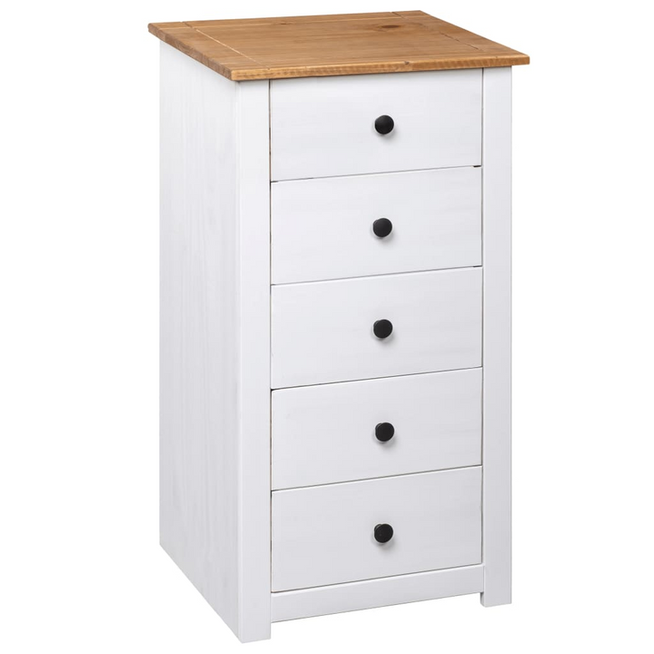 PANAMA Pine Sideboard in White - 5-Drawer, 46x40x89 cm - Elegant & Durable Storage Solution - Premium  from Home Treasures - Just £144.99! Shop now at Home Treasures