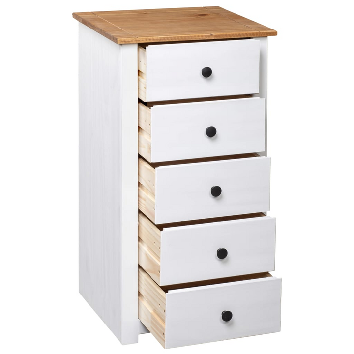 PANAMA Pine Sideboard in White - 5-Drawer, 46x40x89 cm - Elegant & Durable Storage Solution - Premium  from Home Treasures - Just £144.99! Shop now at Home Treasures