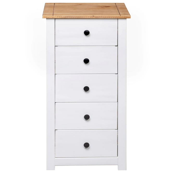 PANAMA Pine Sideboard in White - 5-Drawer, 46x40x89 cm - Elegant & Durable Storage Solution - Premium  from Home Treasures - Just £144.99! Shop now at Home Treasures