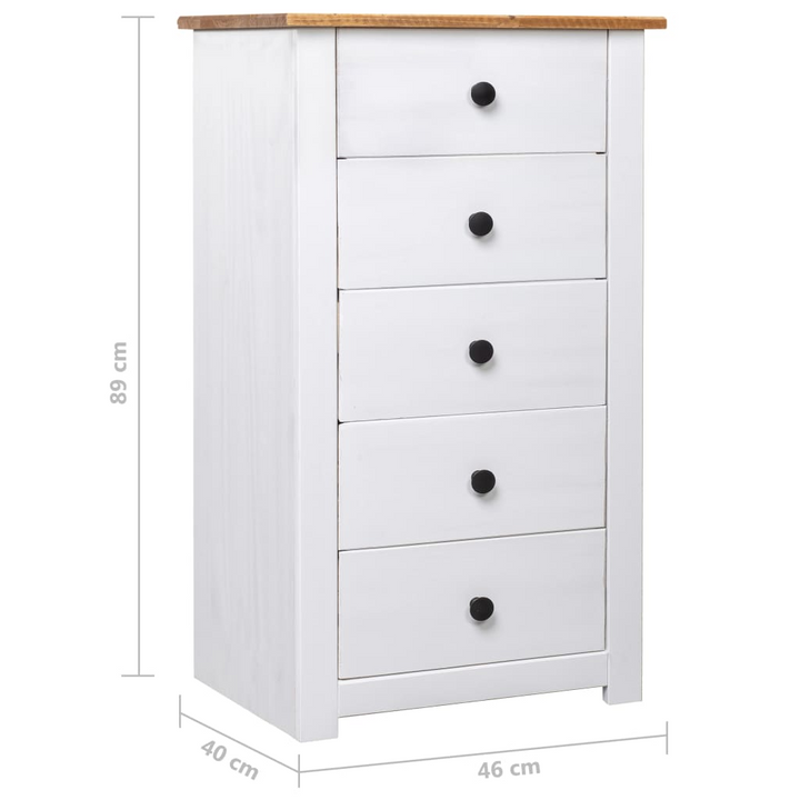 PANAMA Pine Sideboard in White - 5-Drawer, 46x40x89 cm - Elegant & Durable Storage Solution - Premium  from Home Treasures - Just £144.99! Shop now at Home Treasures