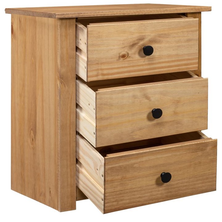 PANAMA Pinewood Bedside Cabinet - 3 Drawer, Natural Finish, 46x40x57 cm | Elegant & Functional Storage - Premium  from Home Treasures - Just £85.99! Shop now at Home Treasures