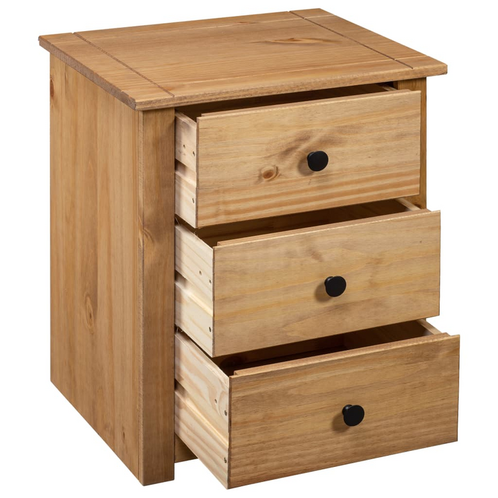 PANAMA Pinewood Bedside Cabinet - 3 Drawer, Natural Finish, 46x40x57 cm | Elegant & Functional Storage - Premium  from Home Treasures - Just £85.99! Shop now at Home Treasures