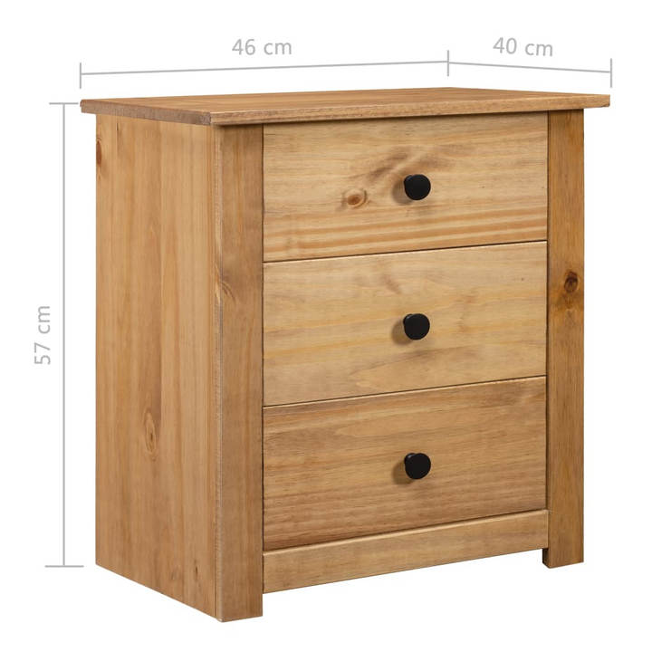 PANAMA Pinewood Bedside Cabinet - 3 Drawer, Natural Finish, 46x40x57 cm | Elegant & Functional Storage - Premium  from Home Treasures - Just £85.99! Shop now at Home Treasures