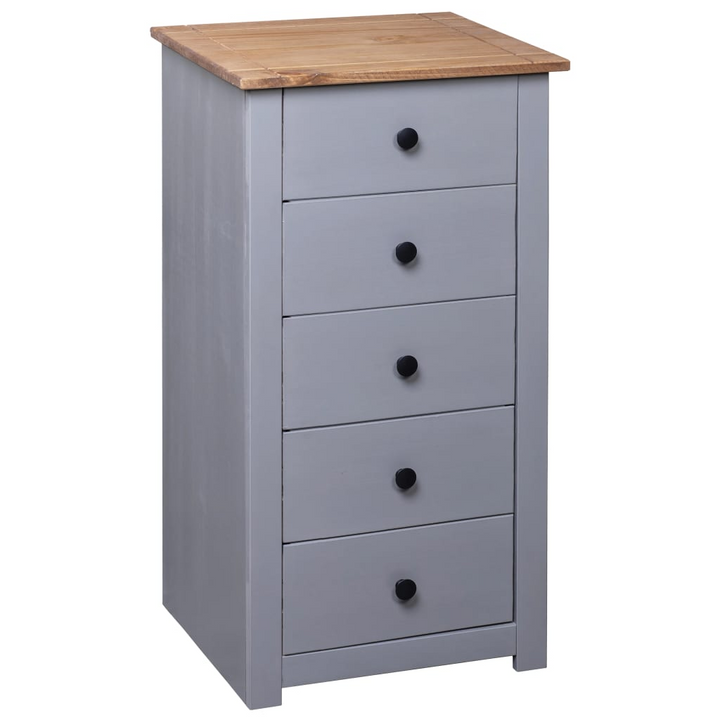 PANAMA Pinewood Sideboard in Grey - Elegant Storage Solution with 5 Drawers - 46x40x89cm - Premium  from Home Treasures - Just £119.99! Shop now at Home Treasures