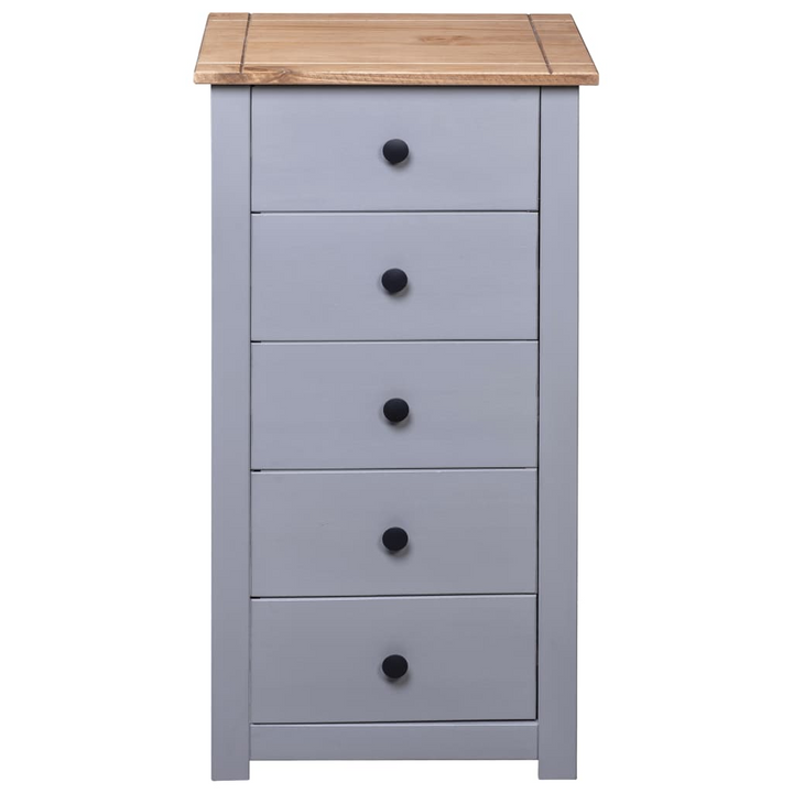 PANAMA Pinewood Sideboard in Grey - Elegant Storage Solution with 5 Drawers - 46x40x89cm - Premium  from Home Treasures - Just £119.99! Shop now at Home Treasures