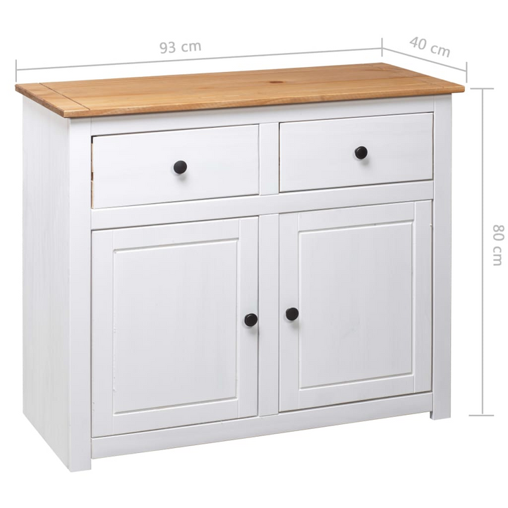 PANAMA Sideboard in White 93x40x80 cm - Solid Pinewood Storage Cabinet | Stylish & Durable Storage Solution - Premium  from Home Treasures - Just £167.99! Shop now at Home Treasures