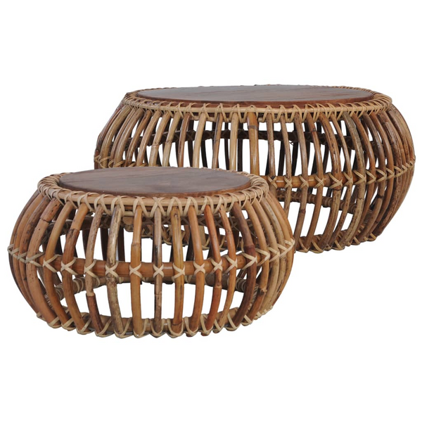 Elegant Rattan Coffee Tables Set of 2 - Natural Charm & Sturdy Design - Premium  from Home Treasures - Just £240.99! Shop now at Home Treasures