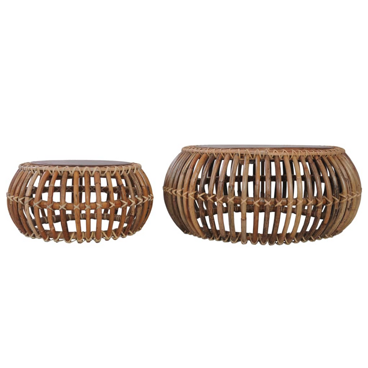 Elegant Rattan Coffee Tables Set of 2 - Natural Charm & Sturdy Design - Premium  from Home Treasures - Just £240.99! Shop now at Home Treasures