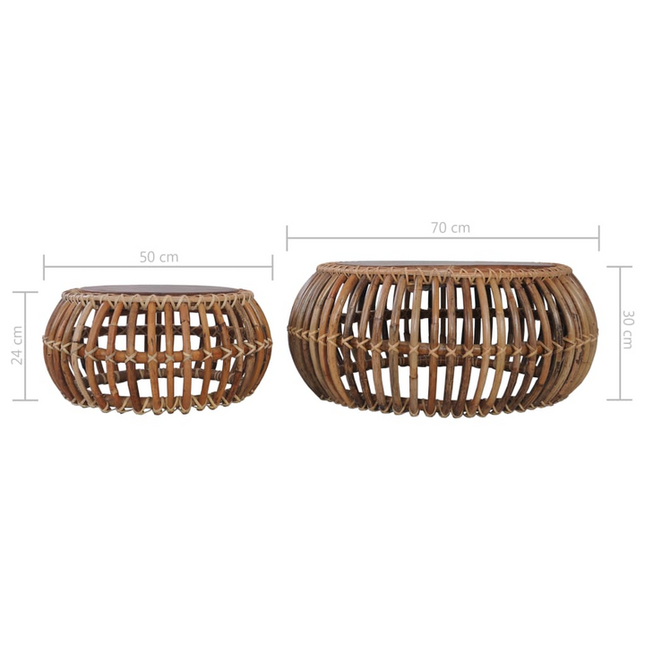 Elegant Rattan Coffee Tables Set of 2 - Natural Charm & Sturdy Design - Premium  from Home Treasures - Just £240.99! Shop now at Home Treasures