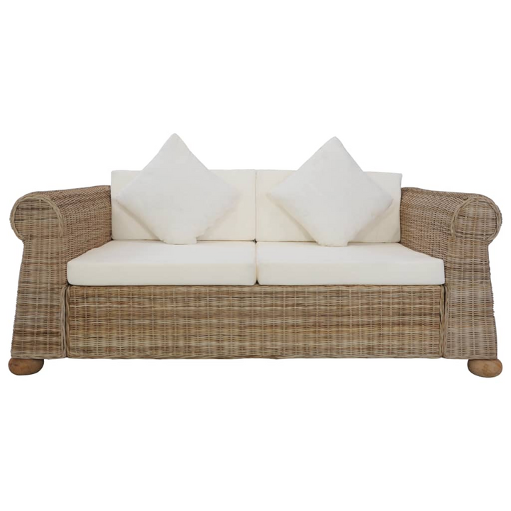 Stylish Rattan Sofa w/ Cushions (Natural) – Weather-Resistant, Comfortable Seating for Home & Patio - Premium  from Home Treasures - Just £480.99! Shop now at Home Treasures