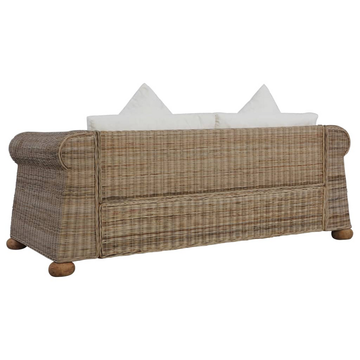 Stylish Rattan Sofa w/ Cushions (Natural) – Weather-Resistant, Comfortable Seating for Home & Patio - Premium  from Home Treasures - Just £480.99! Shop now at Home Treasures