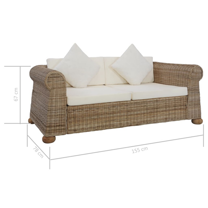 Stylish Rattan Sofa w/ Cushions (Natural) – Weather-Resistant, Comfortable Seating for Home & Patio - Premium  from Home Treasures - Just £480.99! Shop now at Home Treasures