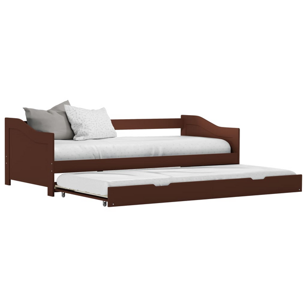 Pinewood Pull-out Sofa Bed Frame in Dark Brown - 90 x 200 cm | Multi-functional Wood Sofa Bed with Pull-out Guest Bed, Suitable for Small Spaces - Premium  from Home Treasures - Just £156.99! Shop now at Home Treasures