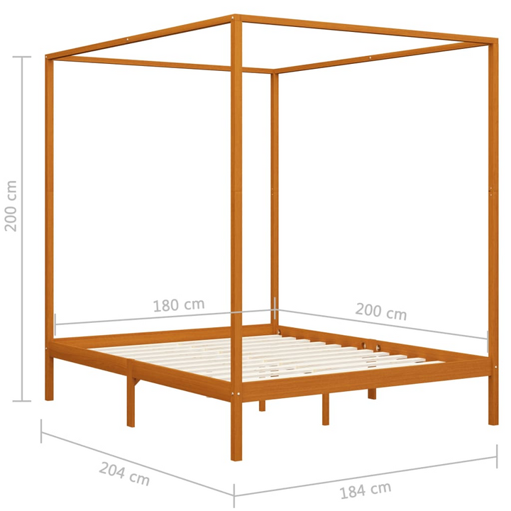 Solid Pine Canopy Bed Frame, Honey Brown - Super King Size | Elegant and Durable Wooden Bed Frame - Premium Bed from Home Treasures - Just £289.99! Shop now at Home Treasures