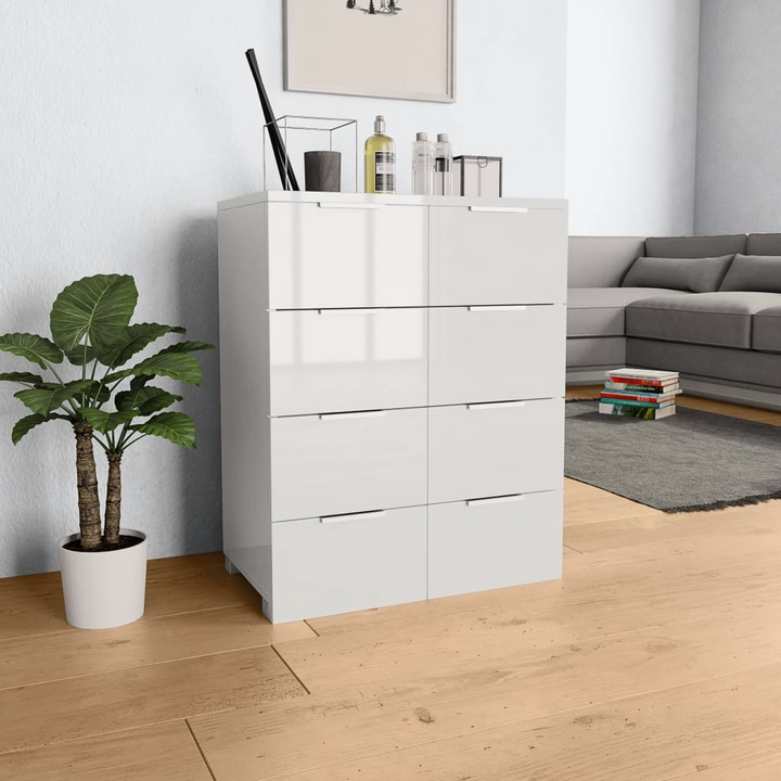 Elegant White High Gloss Sideboard 60 x 35 x 80cm - 8 Spacious Drawers for Ample Storage - Premium  from Home Treasures - Just £111.99! Shop now at Home Treasures